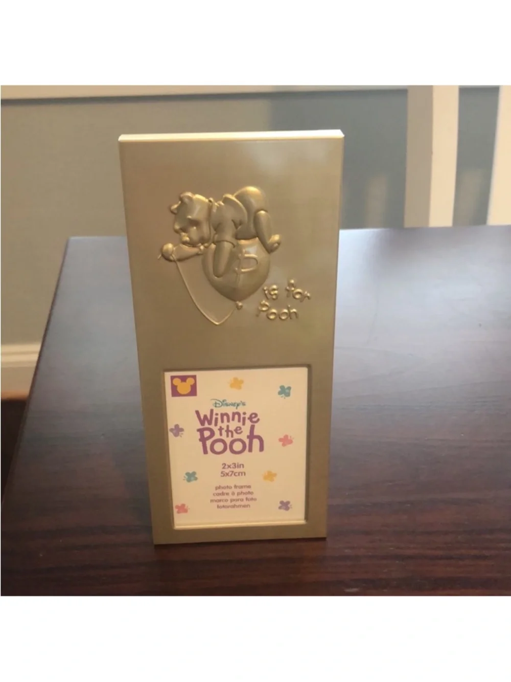 Disney Winnie the Pooh Silver Tone Metal Photo Frame “Disney Welcomes 2000” NWT